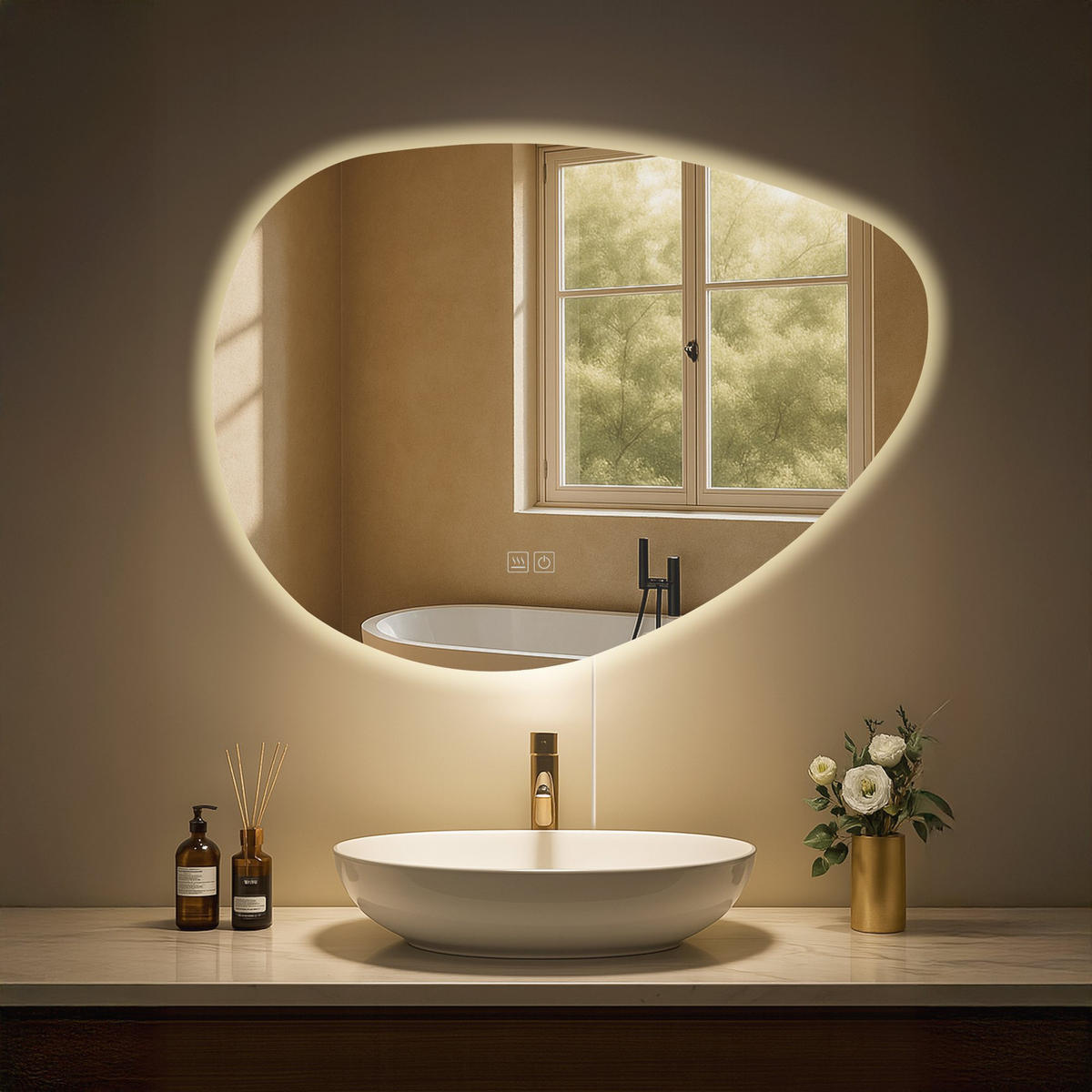 BADSPIEGEL Basel 65x75 ohne Bluetooth 75x3,5x65cm Glas Klarglas Badezimmerspiegel - Klar, Glas (75/65/3.5cm) - DELUKE