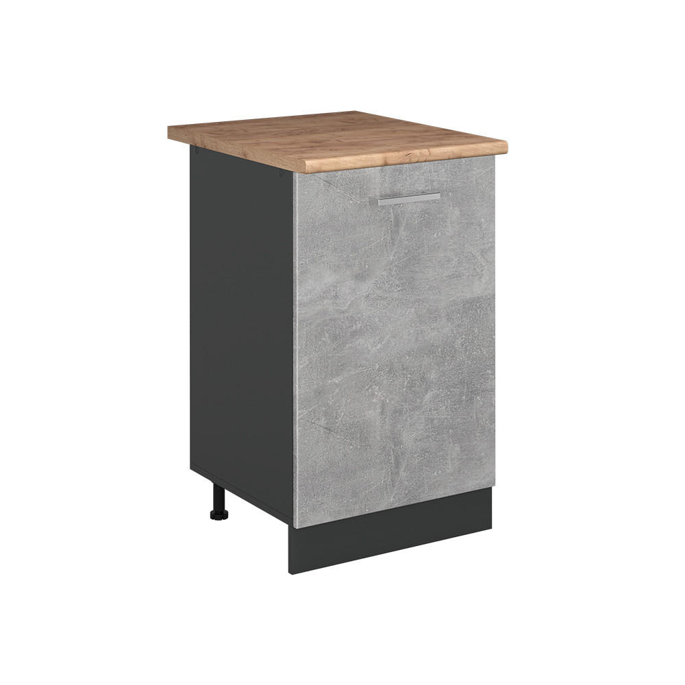 SPODNÍ SKŘÍŇKA KUCHYŇSKÉ LINKY R-Line, Beton/Antracit, 50 cm pracovná doska Dub Goldkraft - šedá/antracitová, kompozitní dřevo (50/81.6/60cm) - Vicco