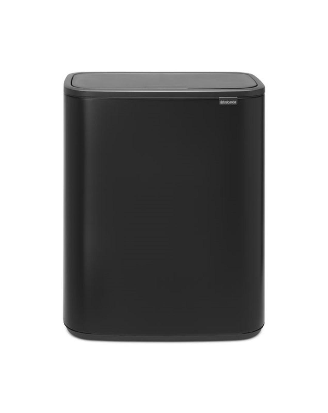 MÜLLEIMER Hochwertiger Mit Touch Öffnung 2 x 30 Liter 65,6 x 54,5 x 31 cm Schwarz - Schwarz, Metall (54.5/65.6/31cm) - PROREGAL