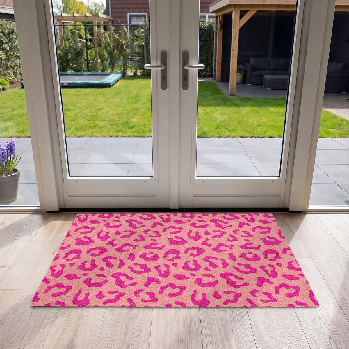 ROHOŽKA Potisk pantera - Růžová - Zvířecí potisk - Minimalistická 120x80 cm - růžová, textil/umělá hmota (120/0.4cm) - MuchoWow