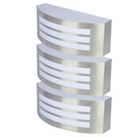 AUSSEN-WANDLEUCHTE Edelstahl Silber 3er Set - Silberfarben, Metall (25/9/25cm)