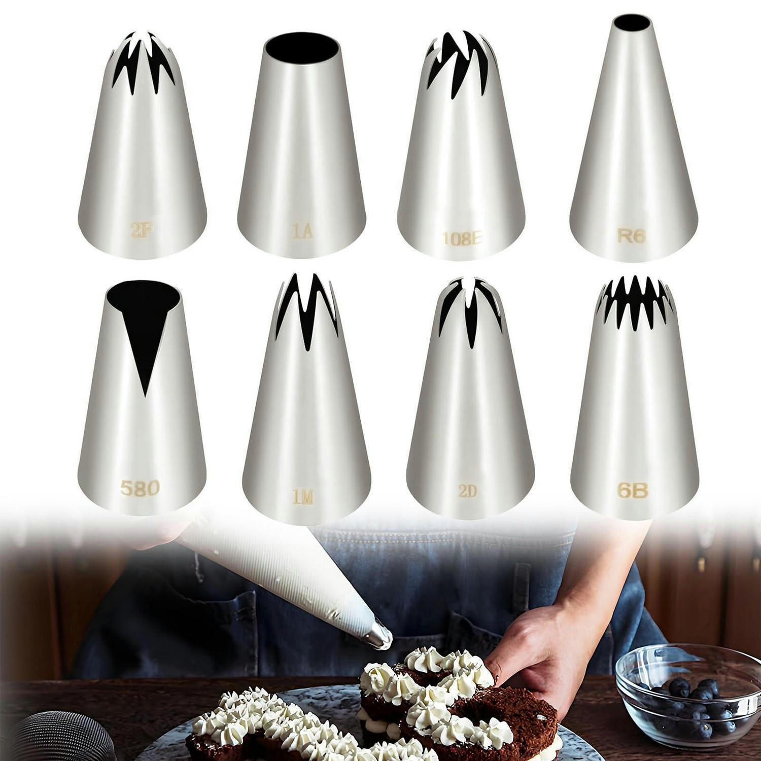 SPRITZTÜLLEN 8-teiliges Set Edelstahl - Silberfarben, Metall (2.5/2.5/4.3cm)