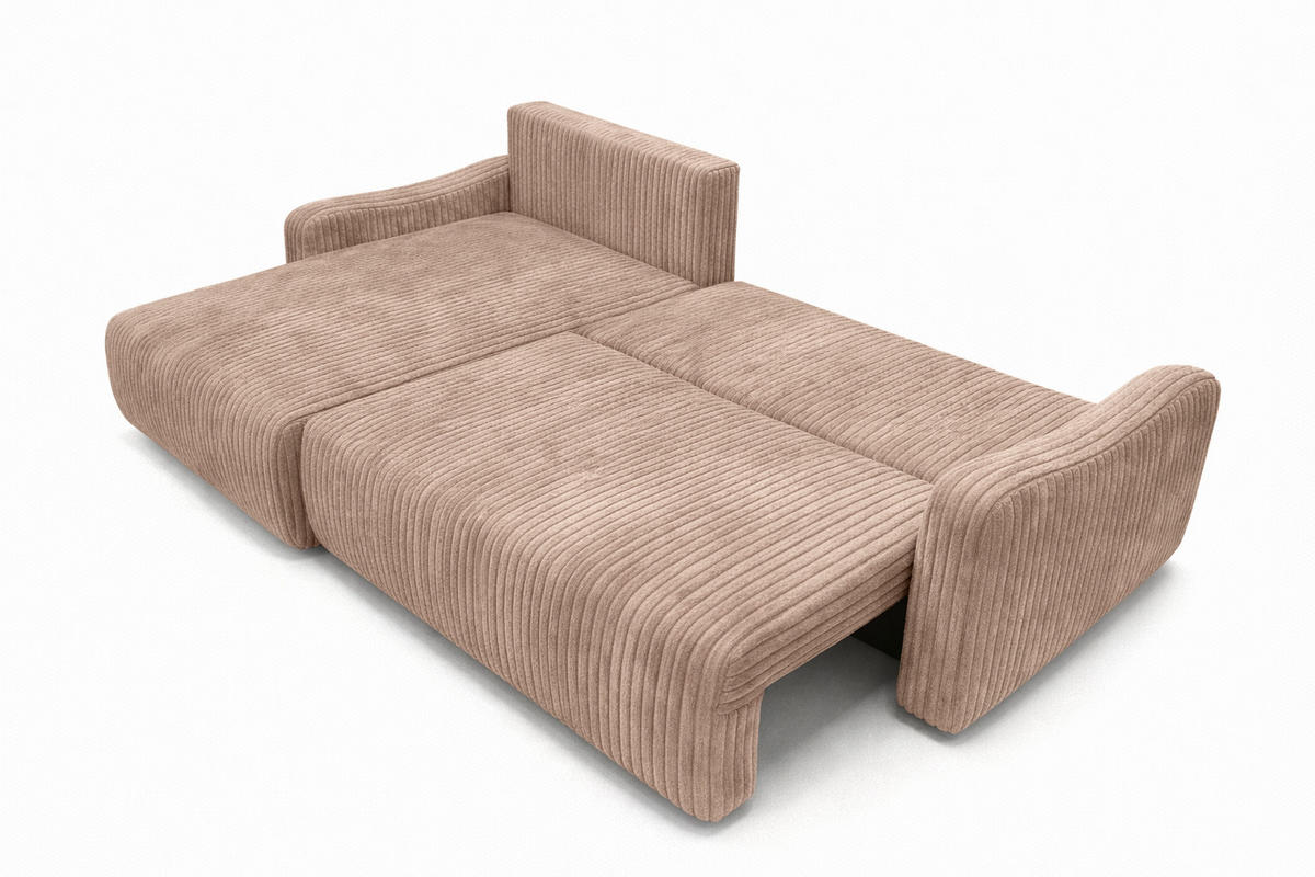 ECKSOFA Mit Schlaffunktion, Cordstoff Tilia, Braun, Links, JAPANDI - Braun, Holz (262/145cm) - Kaiser Möbel