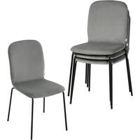ESSZIMMERSTUHL 4er Set, Stapelstuhl, Samt, Dunkelgrau - Dunkelgrau/Schwarz, Textil/Metall (44/86/58.5cm) - Woltu