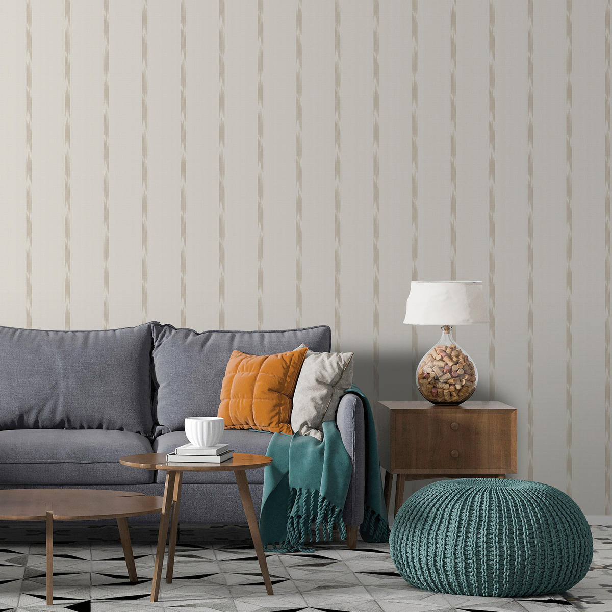 TAPETE Streifen 53 cm x 10 m - Beige, Papier (53/1000cm) - Sanders & Sanders