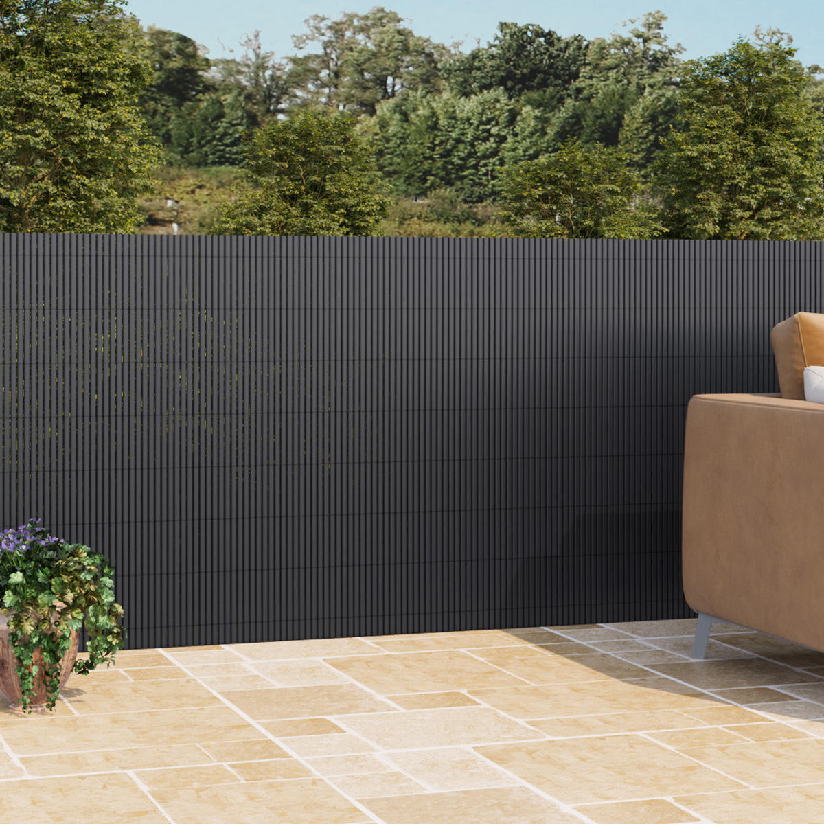 SICHTSCHUTZZAUN aus PVC in Dunkelgrau aufrollbar flexibles Roll-up Design für Garten & Haustierschutz 300x100cm - Dunkelgrau, Kunststoff (300/1cm) - Livingandhome