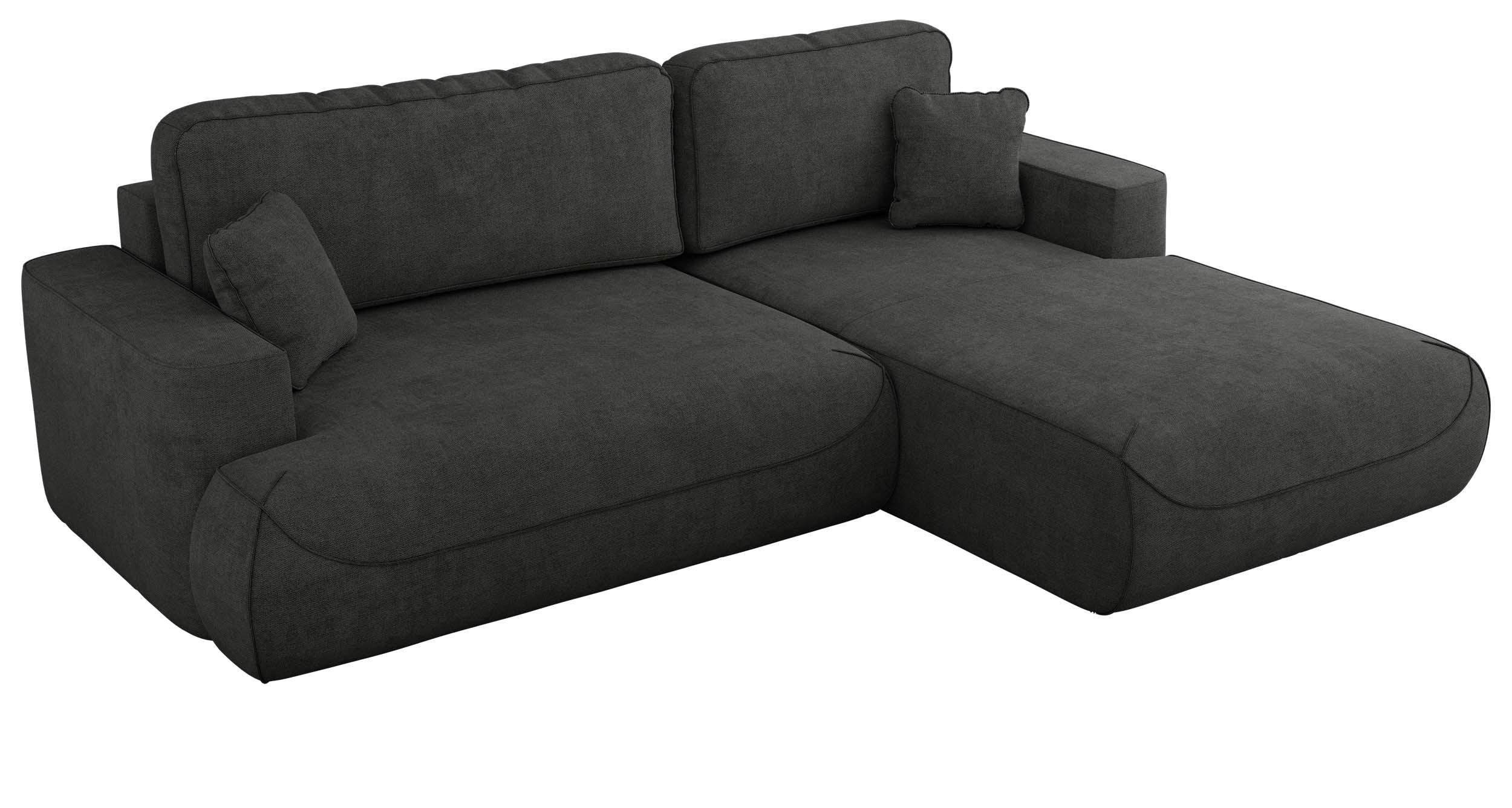 ECKSOFA OVO L Dunkelgrau Struktur - Rechts Seite - Dunkelgrau/Schwarz, Kunststoff/Textil (195/271cm) - MKS