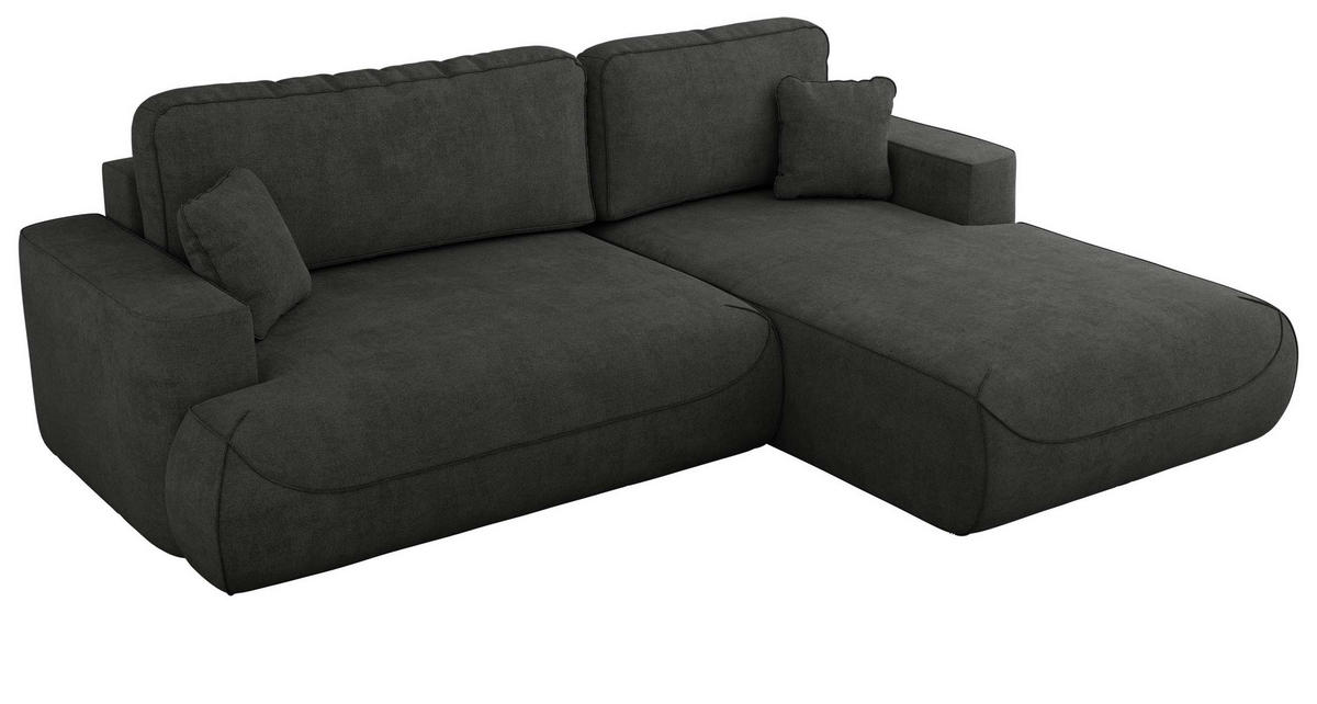 ECKSOFA OVO L Dunkelgrau Struktur - Rechts Seite - Dunkelgrau/Schwarz, Kunststoff/Textil (195/271cm) - MKS