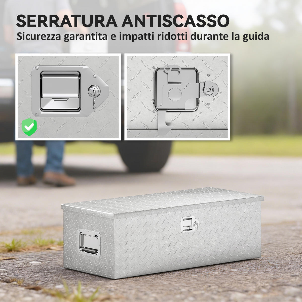 WERKZEUGKASTEN, 43-Liter-Alu-Kasten mit Schloss, 76,2 x 33 x 24,4 cm, Silber - Multicolor, Kunststoff (33/24.4/76.2cm) - FORIOUS