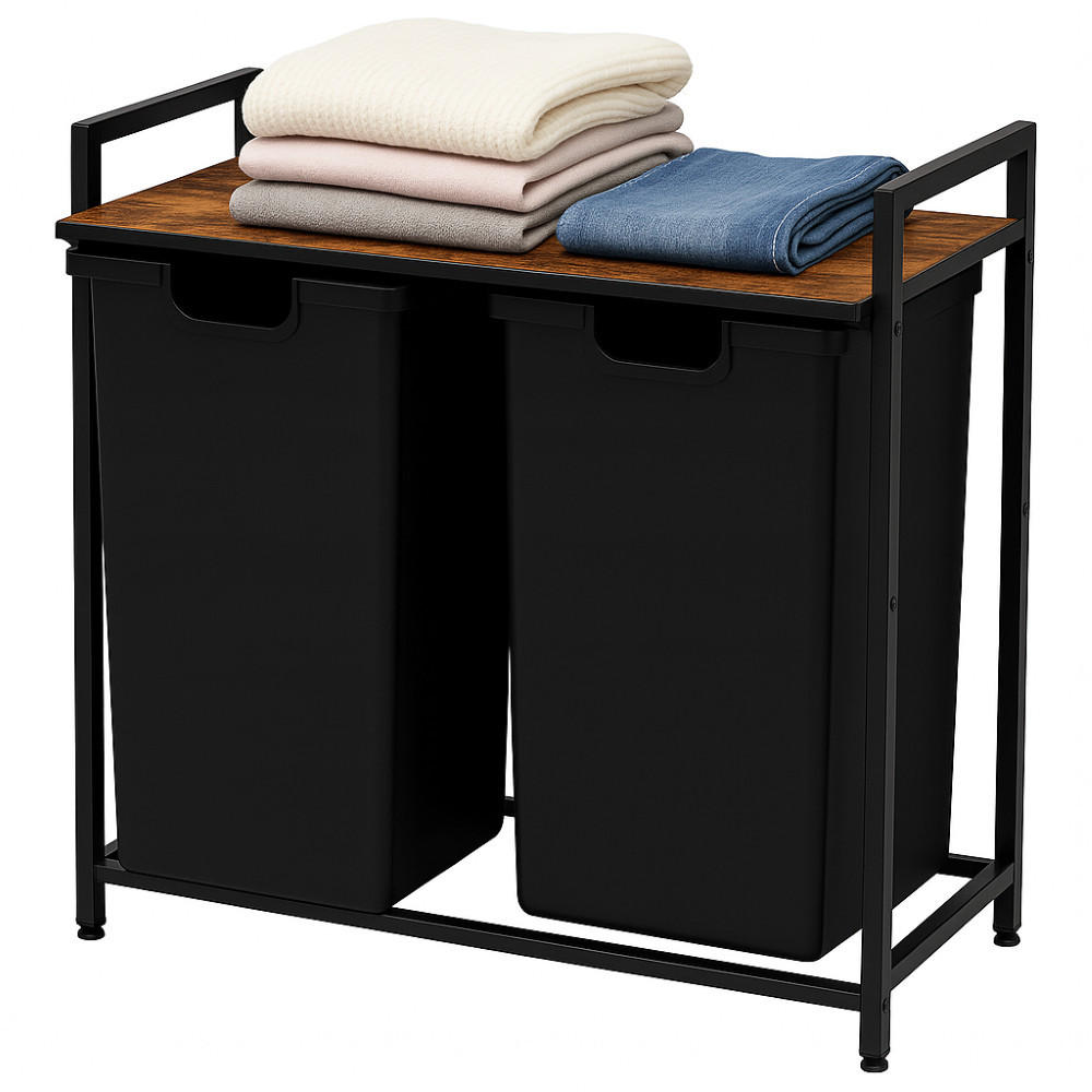 WÄSCHEKORB, schwarz 73x33x72 cm - Schwarz, Holzwerkstoff (73/72/33cm)