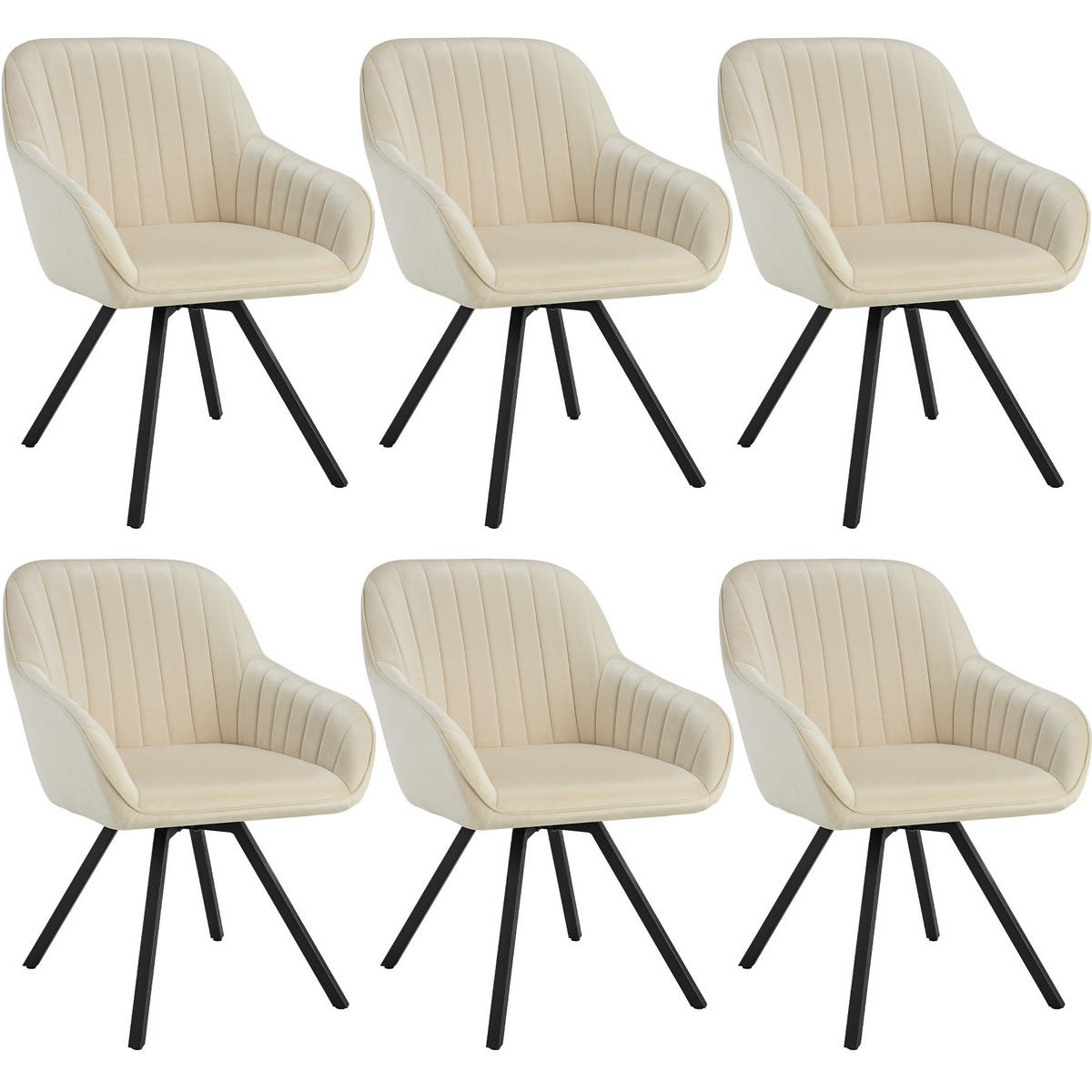 ARMLEHNSTUHL drehbarer 6er Set Snug 58 x 58 x 82 cm creme - Creme, Textil (58/82/58cm) - tectake