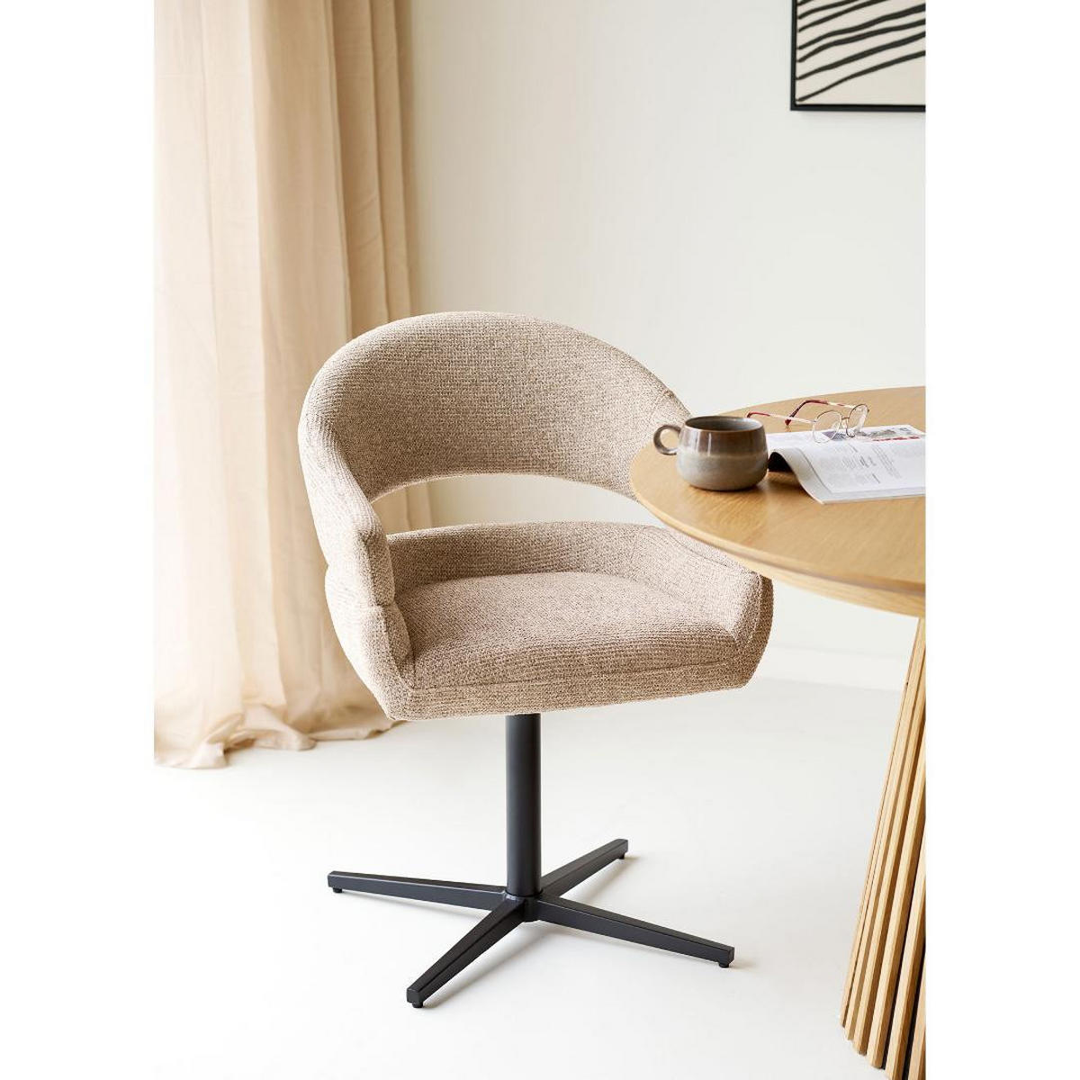 ESSZIMMERSTUHL, Anna, Sandfarben, Stahl, 60 x 58 x 87 cm - Sandfarben, Textil/Metall (60/87/58cm) - ebuy24