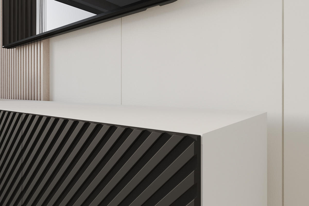 LOWBOARD ZENO-W 2x100x40x41 cm - Weiß / Schwarz - Schwarz, Holzwerkstoff (200/40/41cm) - ALTDECOR