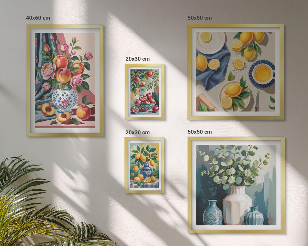 BILDER SET 5er Set - 50x50 cm & 20x30 cm & 40x60 cm Goldrahmen - Matisses stilvolle Figuren - Goldfarben, Kunststoff (40/60cm) - TULUP