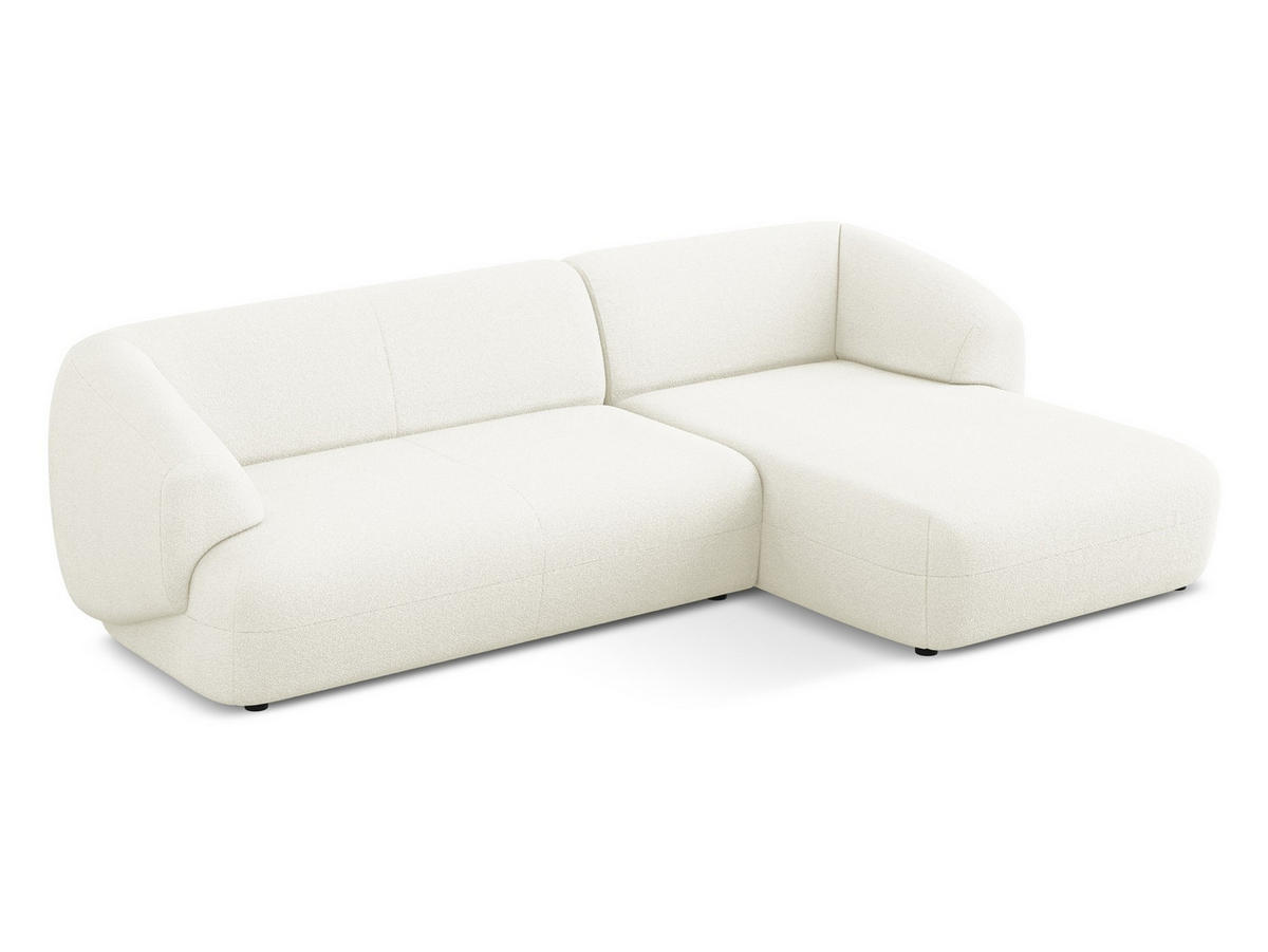 ECKSOFA Rechts Bouclé Stoff Weiß - Schwarz/Weiß, Kunststoff/Textil (280/156cm) - Makamii