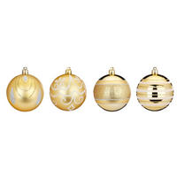 WEIHNACHTSORNAMENTE 4er-Set Ornamente mit Dekor gold matt / glänzend 8 cm - Goldfarben, Kunststoff (8/8/8cm) - LAALU