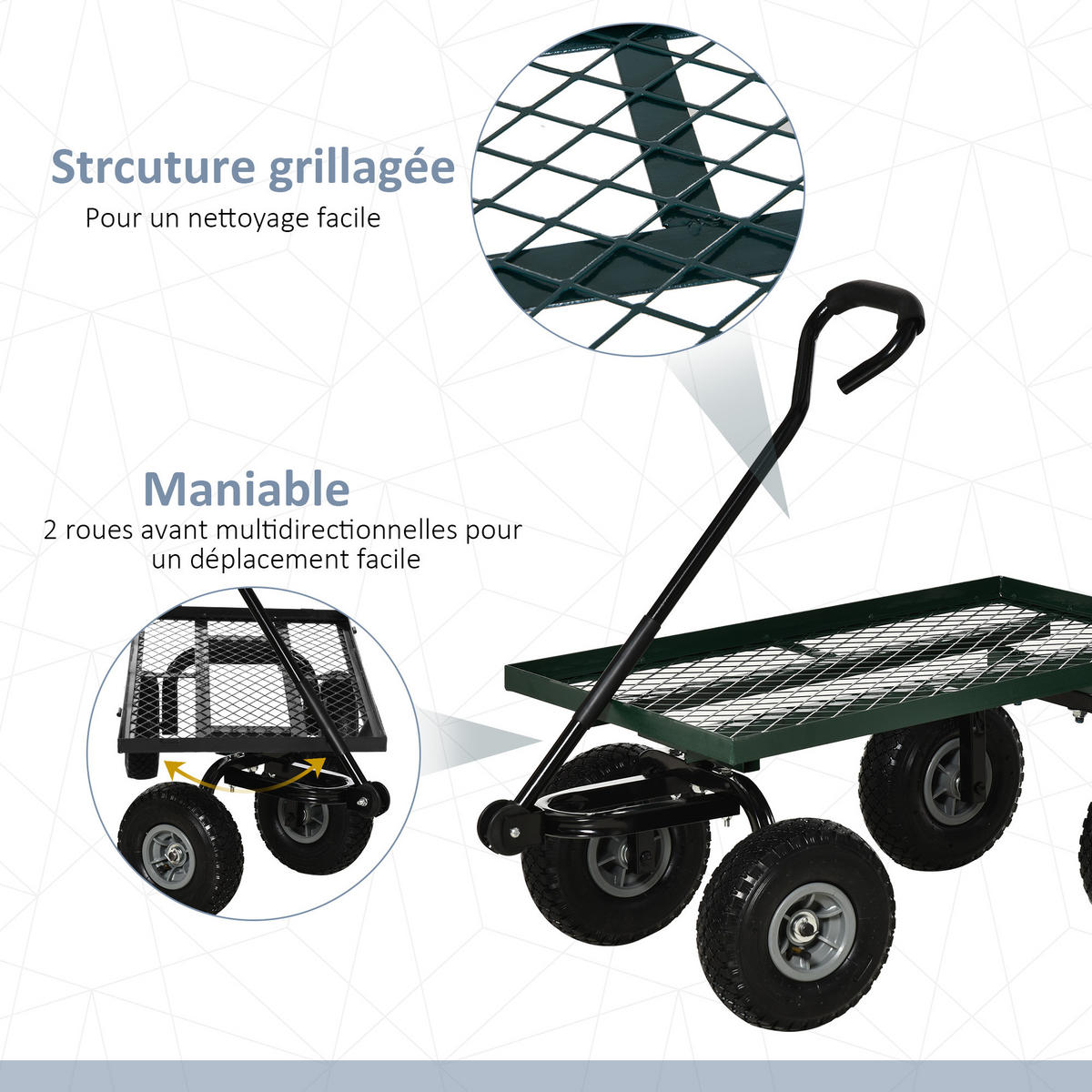 TRANSPORTWAGEN DE-17575 150 kg, 4 Luftreifen Grün - Grün, Metall (48.5/100/94cm) - ComfortXL