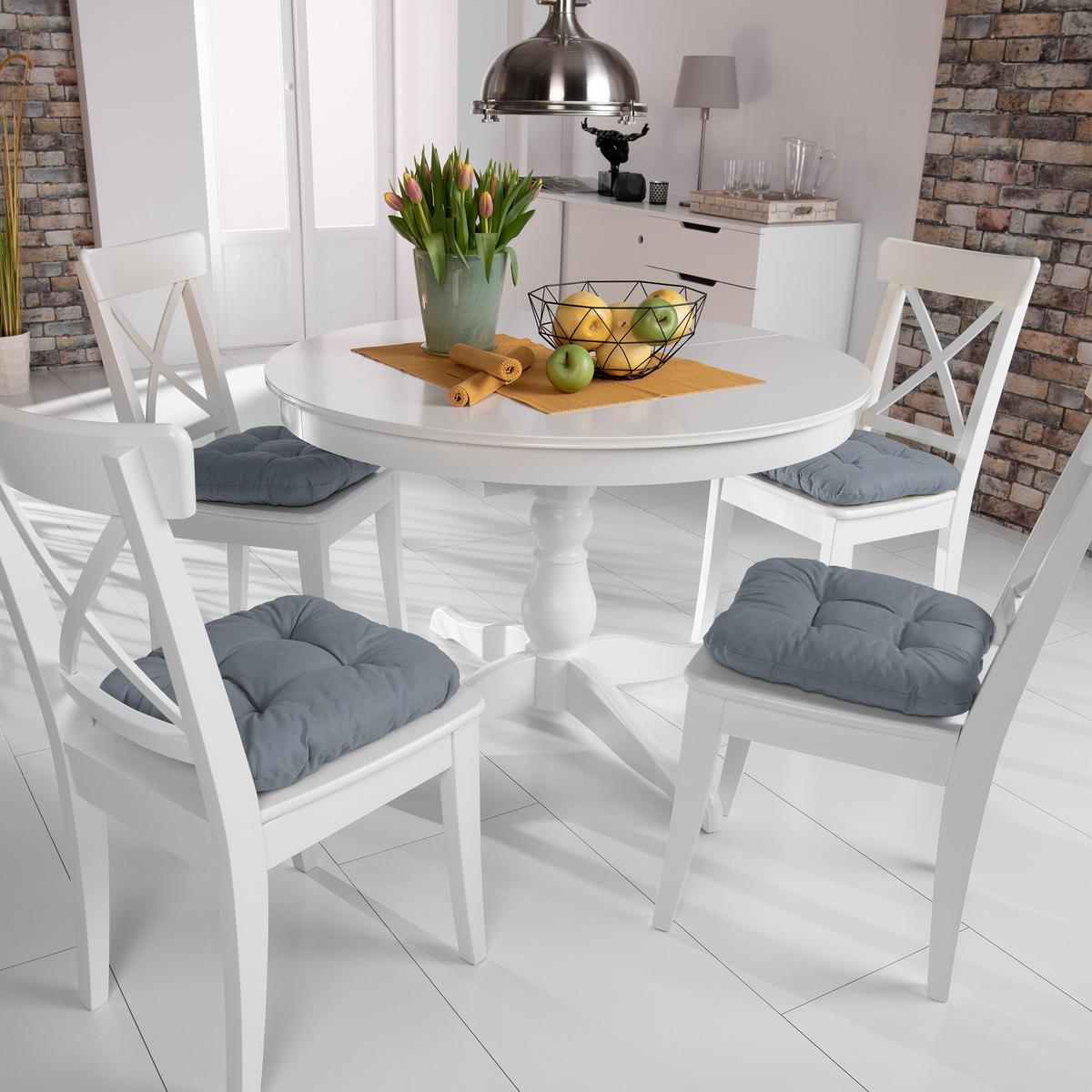 STUHLKISSEN Lisa 40/40/8 cm Grau 4tlg - Grau, Textil (40/40cm) - Beautissu 