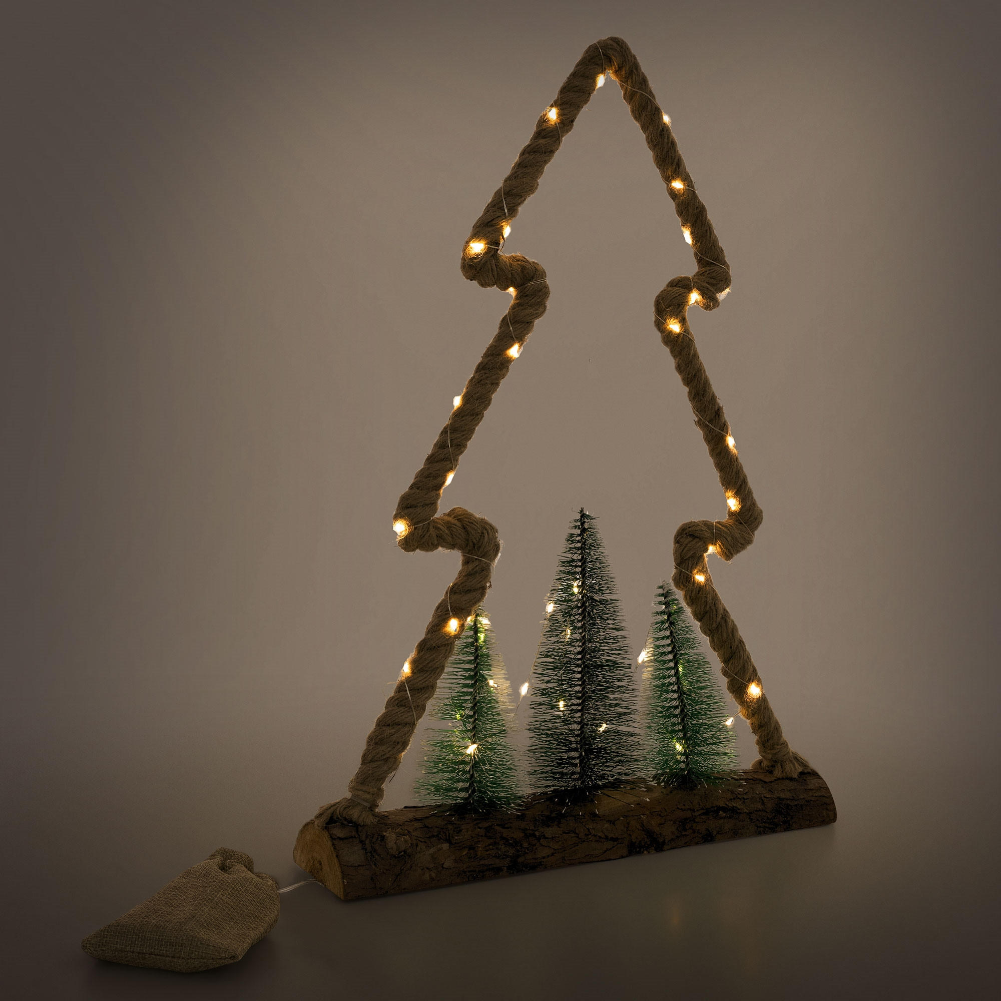 WEIHNACHT Figur Jute Kreis - Naturfarben, Holz (45/45/9.5cm) - ECD-Germany