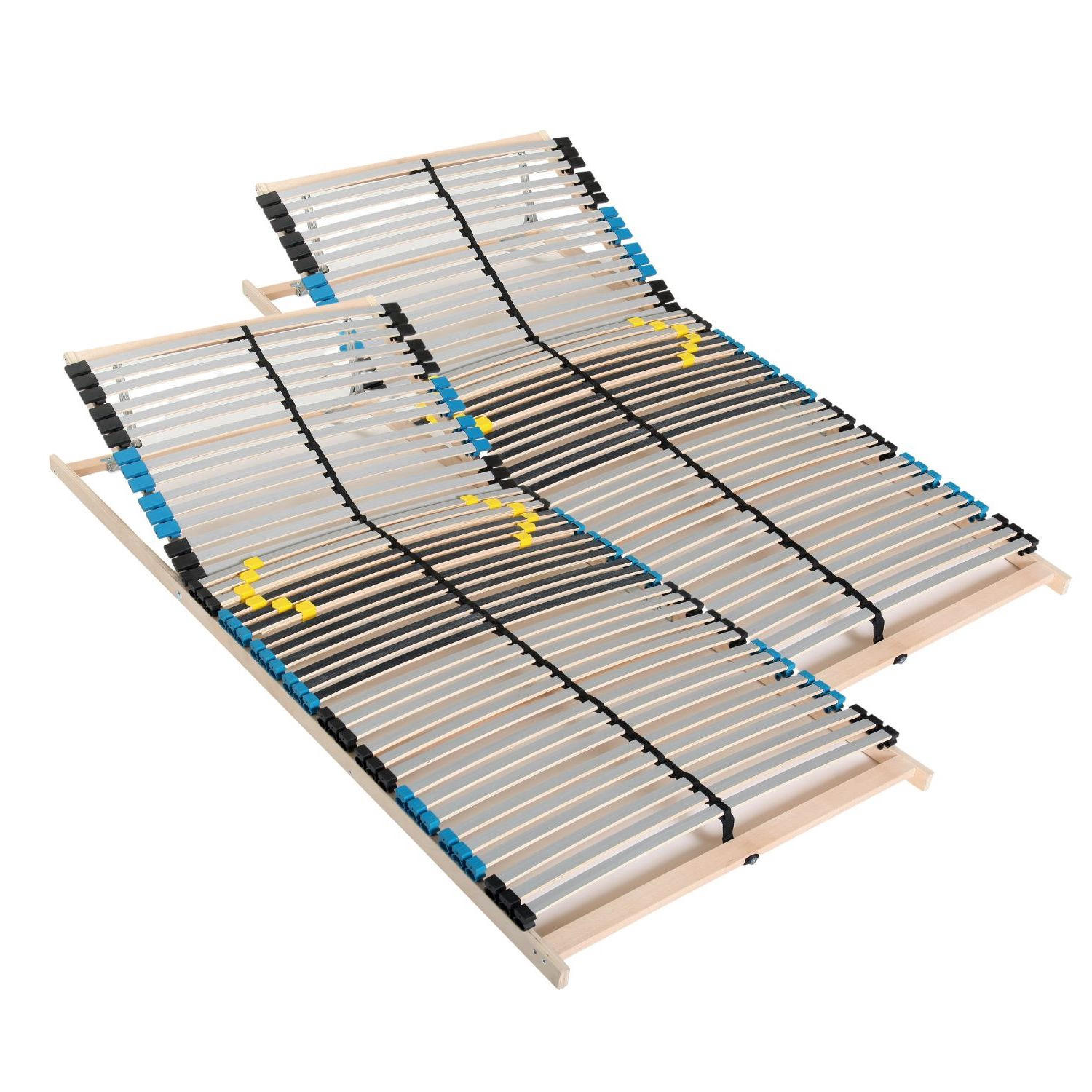 LATTENROST SET Comfort 160x200 cm (2x 80x200 cm) mit verstellbaren Kopfteil, 7 Zonen, 42 Latten, individueller Härtegrad - Birkefarben/Buchefarben, Holz (160/200cm) - Sleepneo