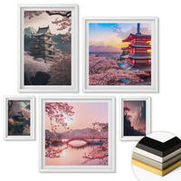 WANDBILDER 5er-Set - 50x50 cm & 20x30 cm & 40x60 cm Weißer Rahmen - Fantasielandschaften Japans - Weiß, Kunststoff (40/60cm) - ArtPrintCave