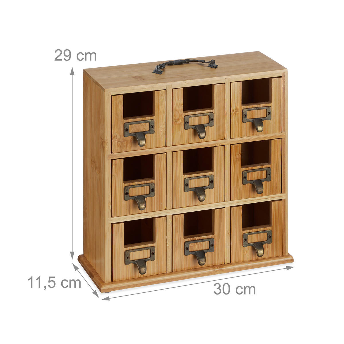 TEE-ORGANIZER - Hellbraun, Holz/Metall (30/29/11.5cm) - Relaxdays