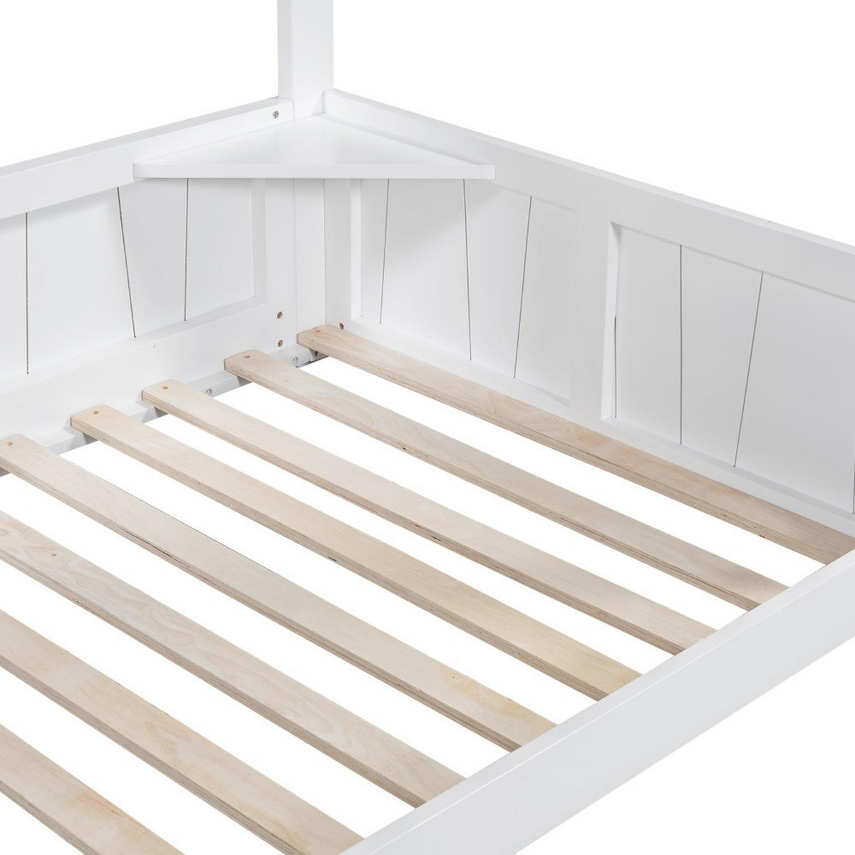 ETAGENBETT 90x200cm in Weiß mit Offenes Regal und dreistufiger Leiter - Weiß, Holz (90/200cm) - KOMHTOM