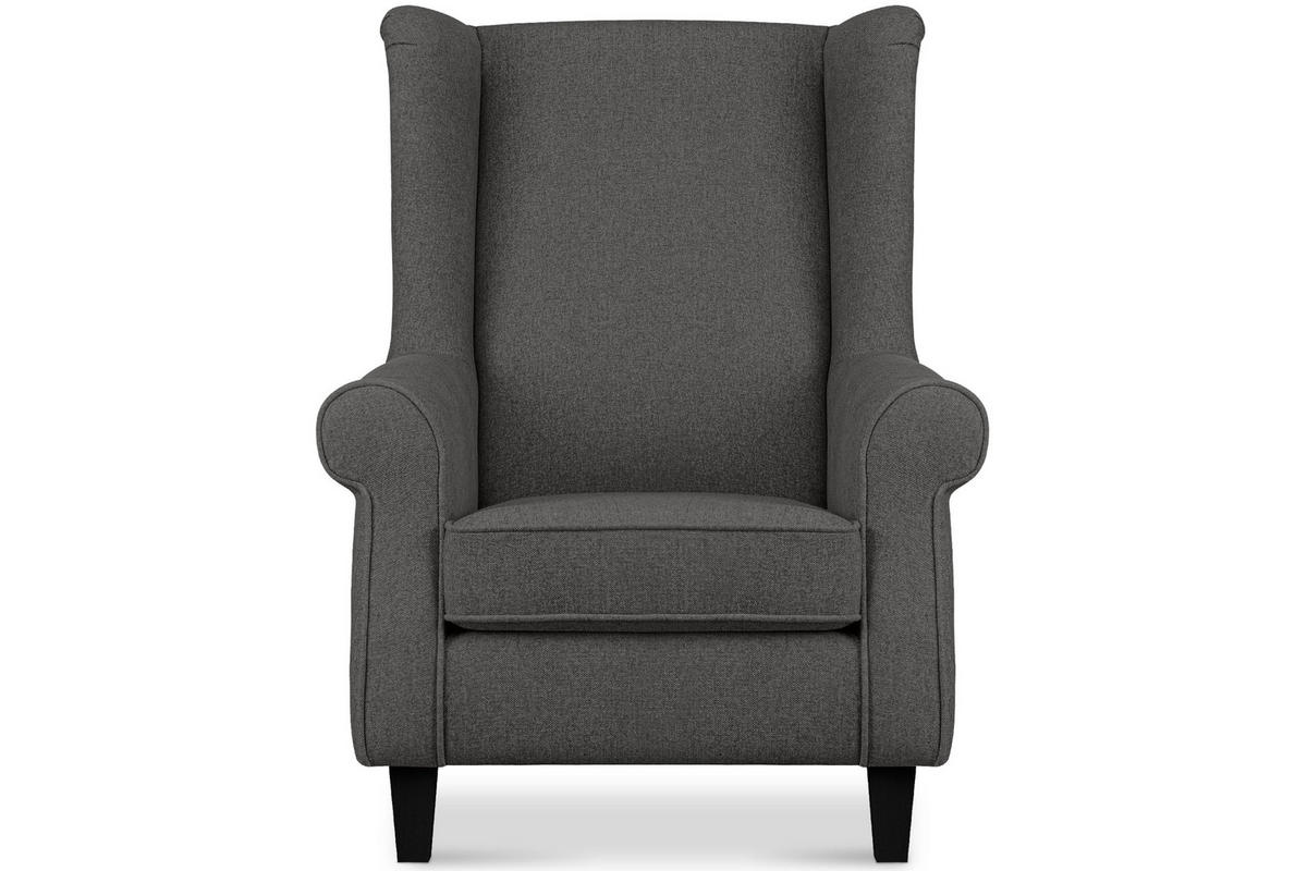 OHRENSESSEL MILES Massivholzbeine schwarz, grau - Grau, Holzwerkstoff/Buchenholz (82/105/97cm) - KONSIMO®