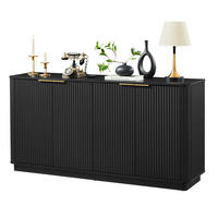 KOMODA černá s vertikálními lamelami do obývacího pokoje, 160×40×80 cm - černá, kov/kompozitní dřevo (160/80/40cm) - STILVORA