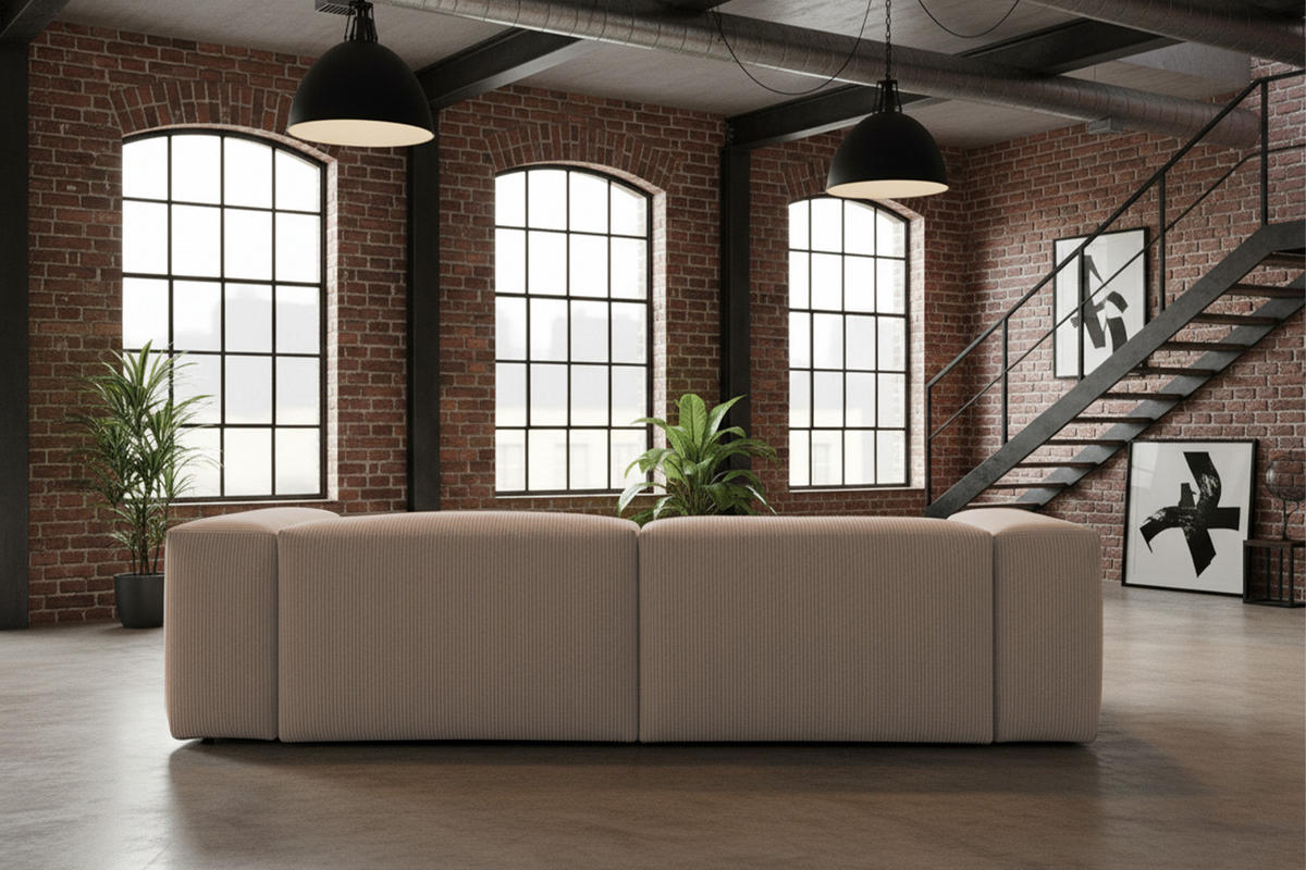 SOFA CELESTE Taupe Cord - Taupe/Schwarz, Kunststoff/Textil (302/72/114cm) - KAWOLA