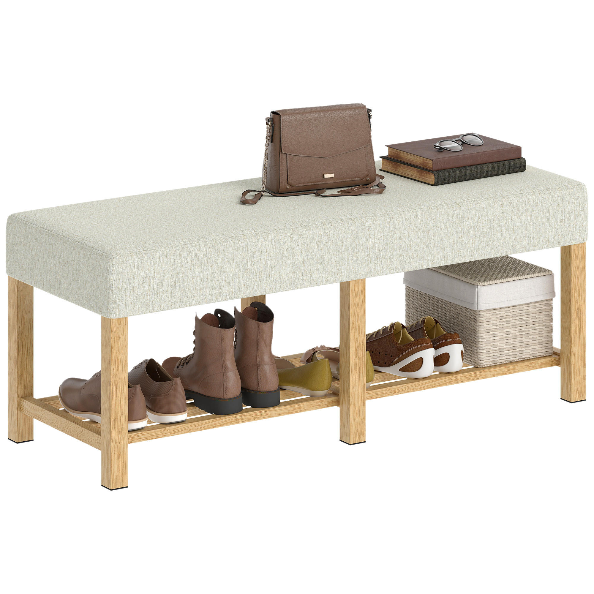 SCHUHBANK Natur 120/44/48 cm - Naturfarben, Holz (120/48/44cm) - PANGIVO