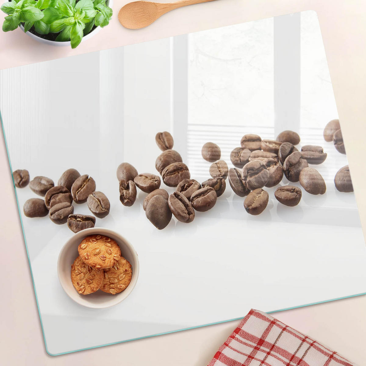 GLASPLATTE 60x52 cm Kaffeebohnen - Braun, Glas (60/0.4/52cm) - TULUP