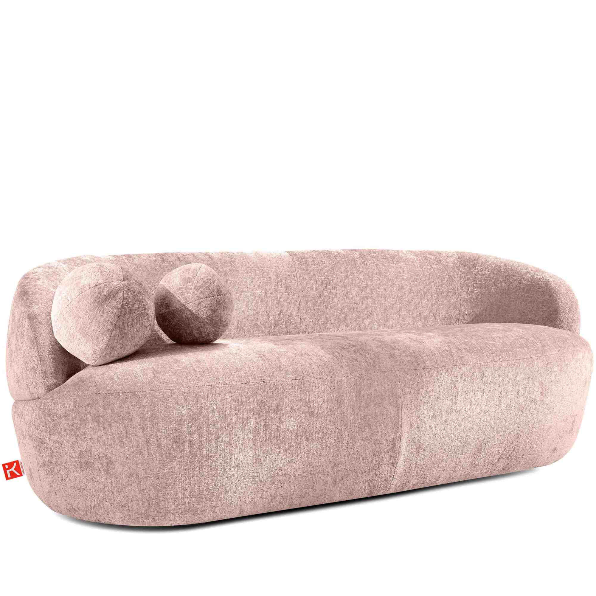 3-SITZER-SOFA NELUM, Chenille-Stoff, Pink - Pink/Schwarz, Holz/Holzwerkstoff (190/68/88cm) - KONSIMO®