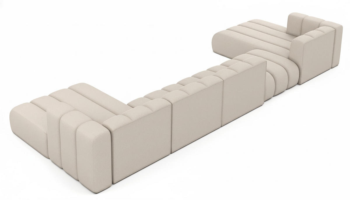 ECKSOFA U-Form Grand U Big XL 500 cm, Velourstoff Salvador, Beige - Beige, Holz (500/179cm) - Kaiser Möbel