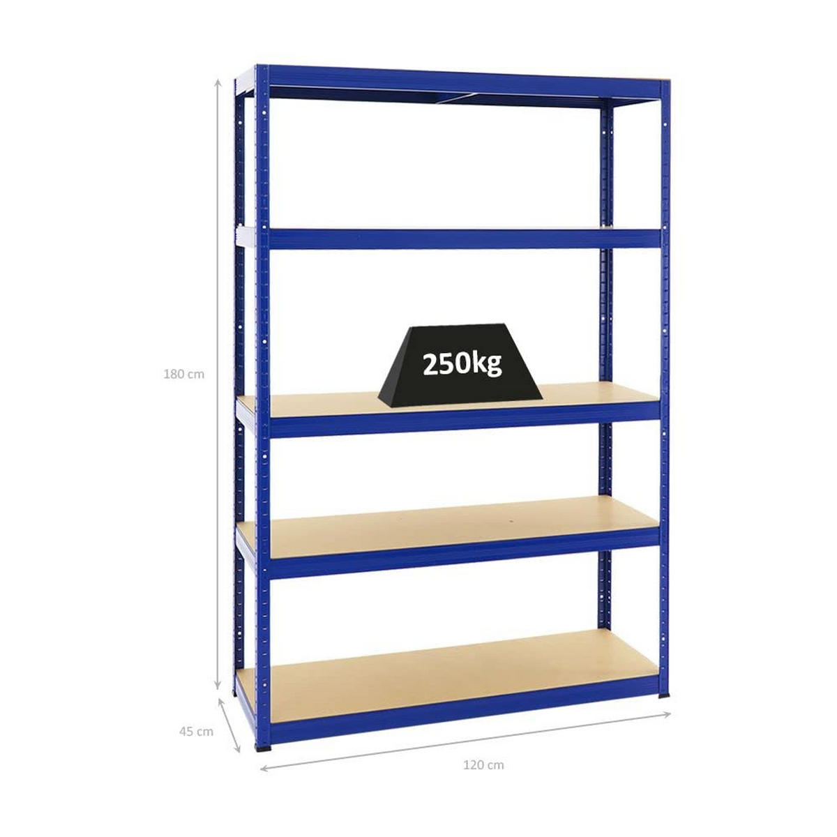 SCHWERLASTREGAL Big Elephant S 180x120x45 cm Fachlast 250 kg Blau - Blau, Metall (120/180/45cm) - PROREGAL