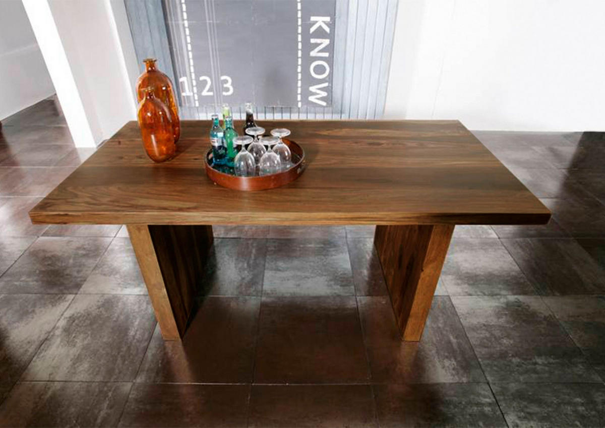 ESSTISCH Sheesham 180x90x76 walnuss lackiert DUKE #102 - Dunkelbraun, Holz (180/90/76cm) - Massivmoebel24