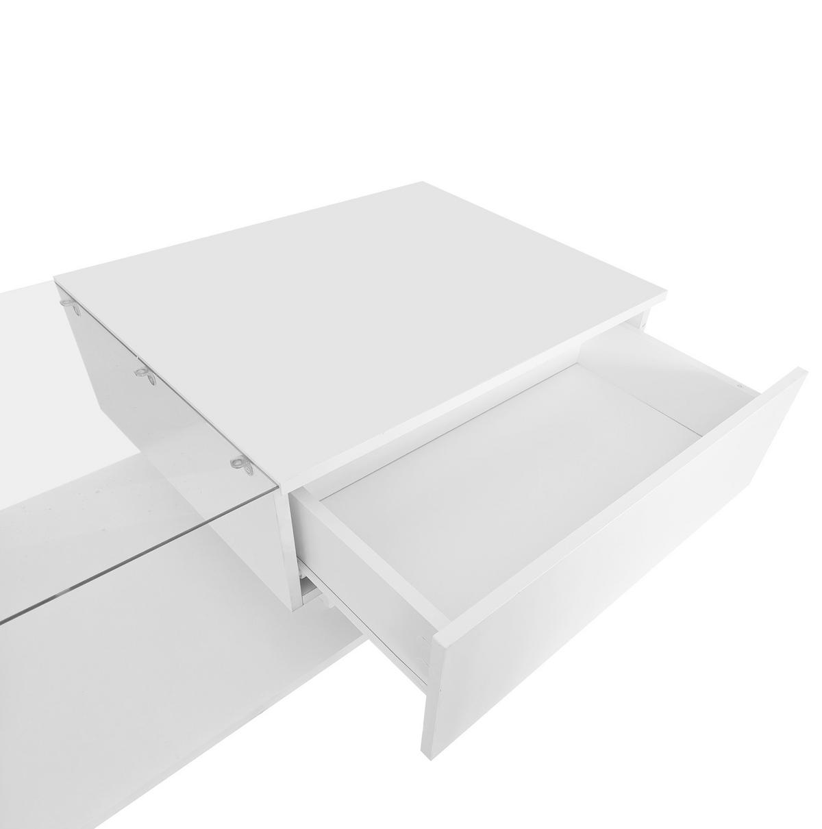 COUCHTISCH 100/50/32 cm in Weiß aus Spanplatte mit Schublade und LED-Beleuchtung - Weiß, Holzwerkstoff (100/50/32cm) - OKMYHOME
