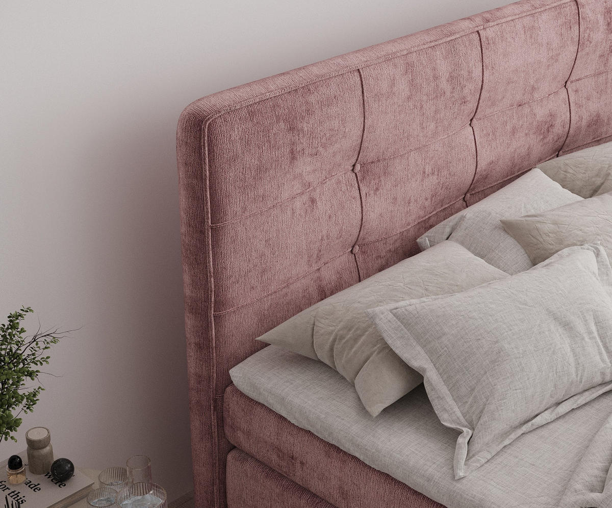 BOXSPRINGBETT Semplice Rosa 200/200 cm - Schwarz/Rosa, Holz/Holzwerkstoff (200/200cm) - Maison de Reve