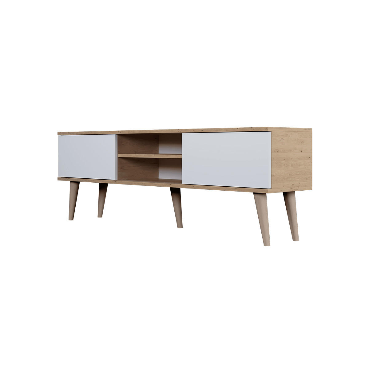 TV-MÖBEL Toronto Weiß und Holz - Weiß/Braun, Holzwerkstoff (160/55/35cm) - Petits-meubles