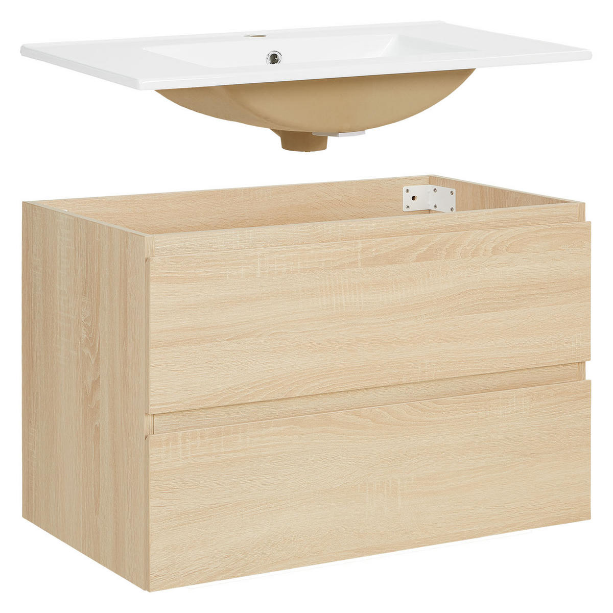 WASCHTISCHKOMBI 80 cm Eiche - Eichefarben, Holz/Keramik (80/54/47cm) - Homestyle4u