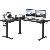 STEHSCHREIBTISCH L-Form elektrisch höhenverstellbar 160 x 120 cm Schwarz - Schwarz, Metall (160/120/75cm)