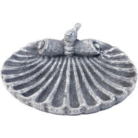 VOGELTRÄNKE Muschel mit steckbaren Vogel frostfest Steinguss - Grau, Stein (35/4/28cm) - stoneandstyle