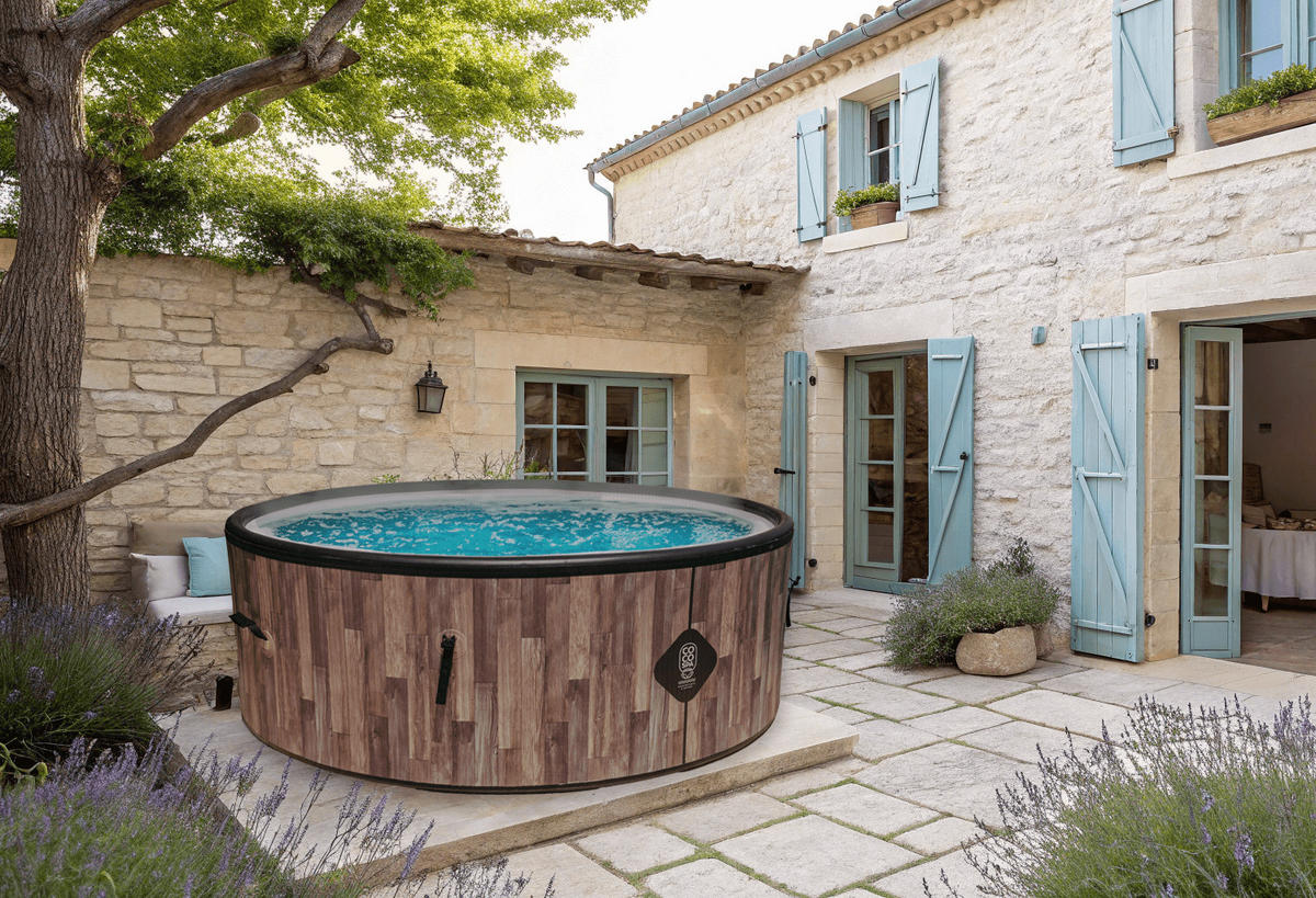 WHIRLPOOL Aufblasbarer Spa Nordik 180 cm Durchmesser - 1100 Liter - Motor 2240 W - Für bis zu 6 Personen - Braun, Kunststoff (180/70/70cm) - COCO SPA