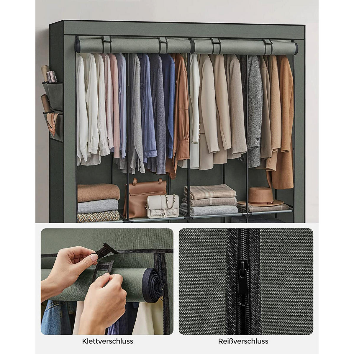 STOFFSCHRANK BANJUL - Waldgrün, Kunststoff (170/167/45cm) - Hansiro
