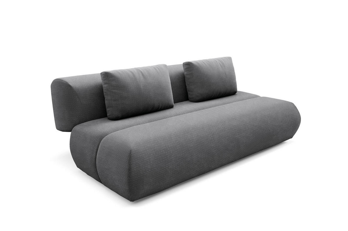 BETTSOFA ATOMO Grau Velours-Stoff mit Schlaffunktion - Grau, Holz (217/82/134cm) - MASSENO