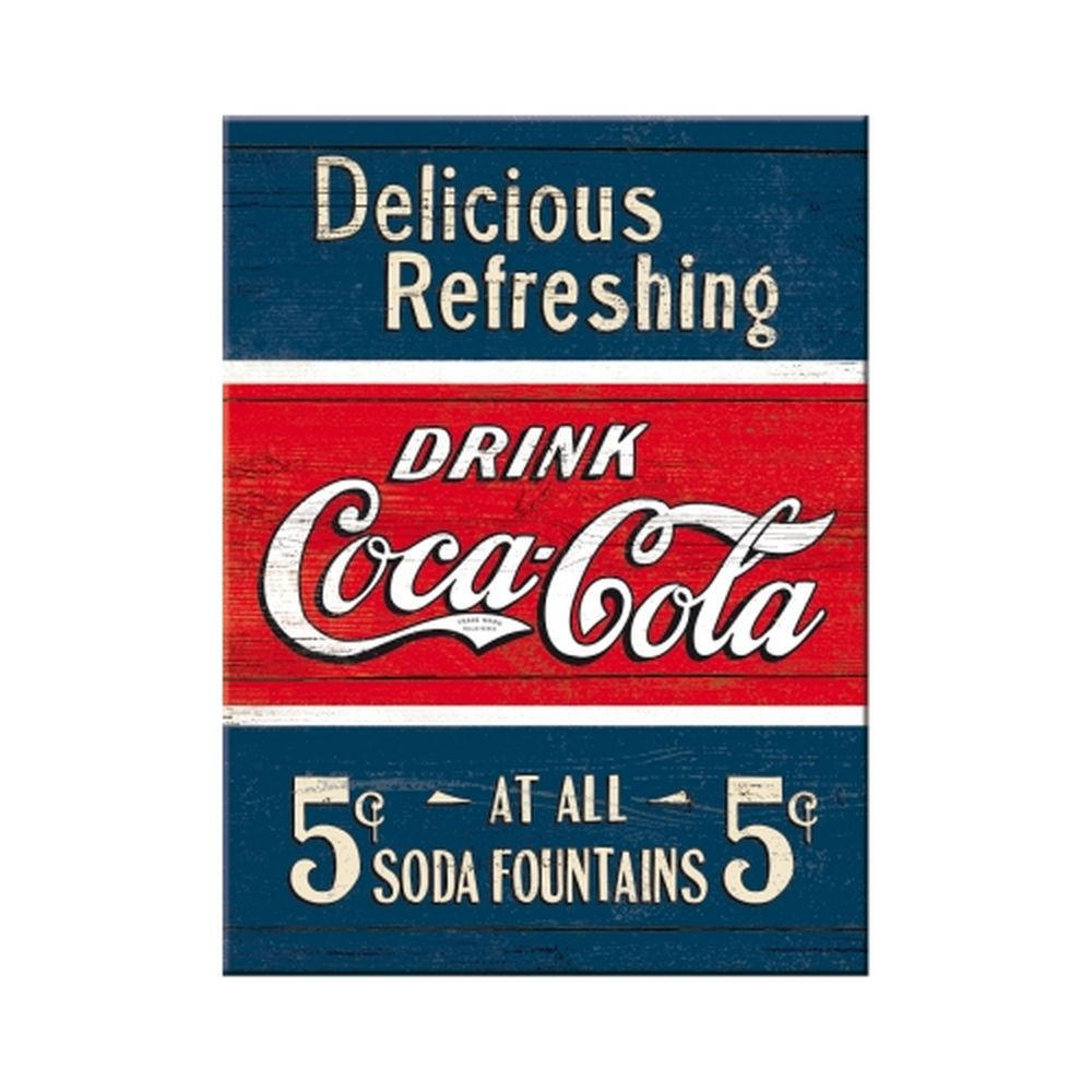 MAGNET 6/8 cm Coca-Cola Delicious Refreshing Blue - Multicolor, Metall (6/8/0.1cm) - Nostalgic-Art