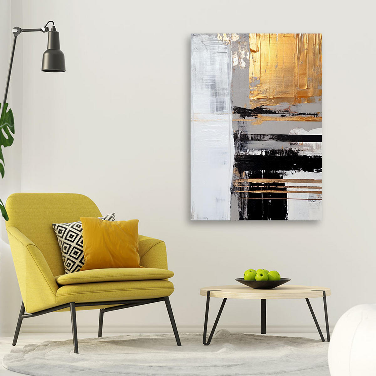 LEINWANDBILD Goldene abstrakte 80x120cm - Goldfarben, Textil (80/120cm) - Feeby