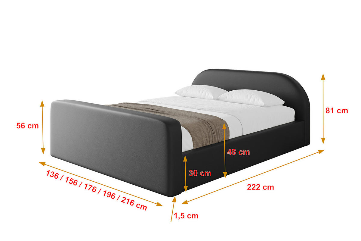 POLSTERBETT mit Bettkasten, Fußteil und Lattenrost, Boxbett ohne Matratze - TIVON-Z-V1 120x200 Schwarz Kunstleder - Schwarz Hochglanz, Holzwerkstoff/Textil (120/200cm) - ALTDECOR