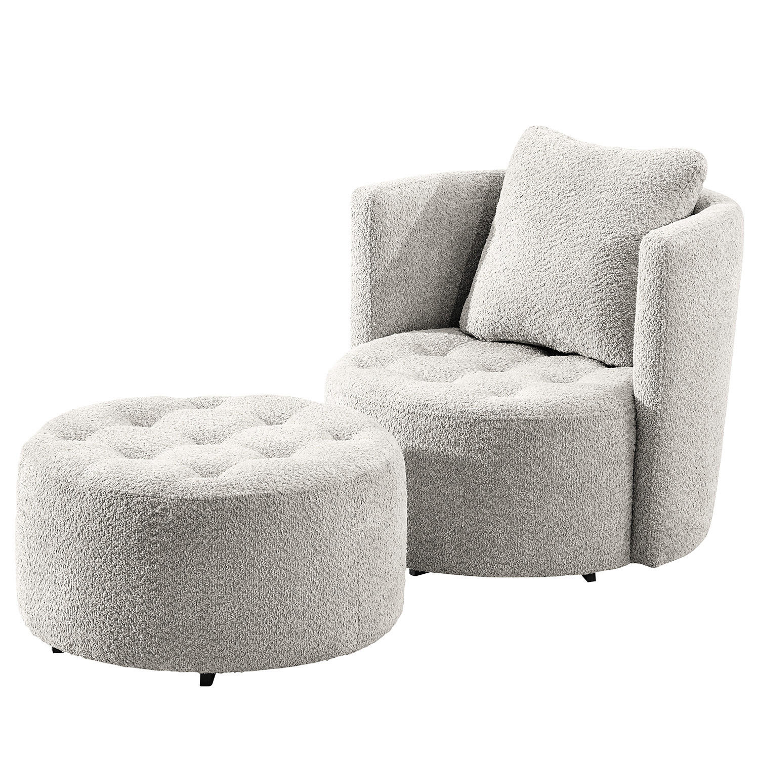 SESSEL - Schwarz/Grau, Textil (65/65/40cm) - home24