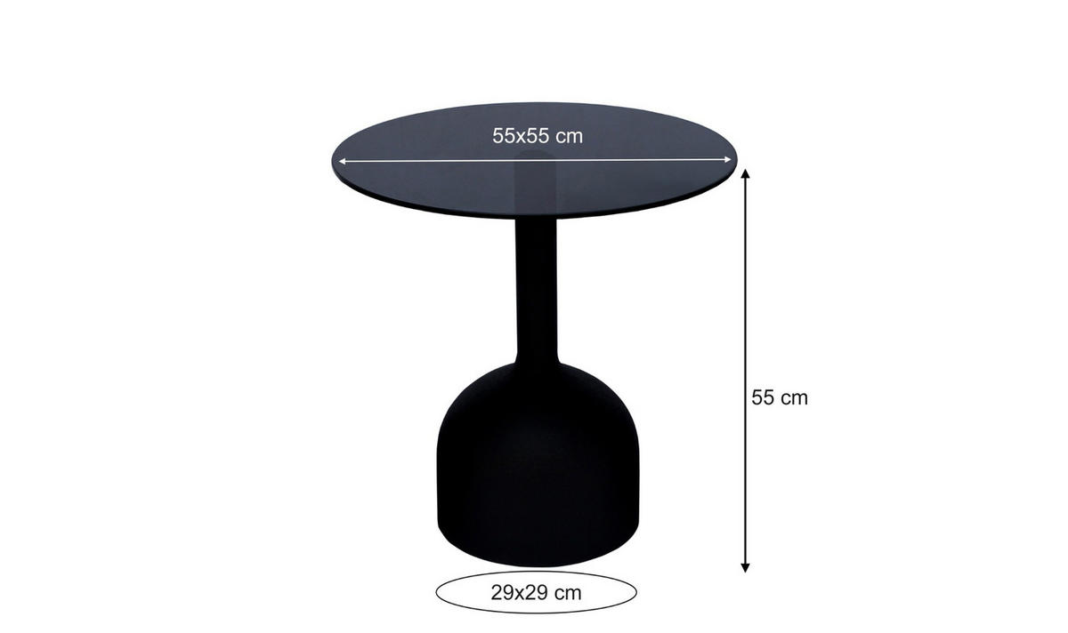 BEISTELLTISCH rund aus Glas 55cm, schwarz - Schwarz, Glas (55/55/45cm) - Livingfurn